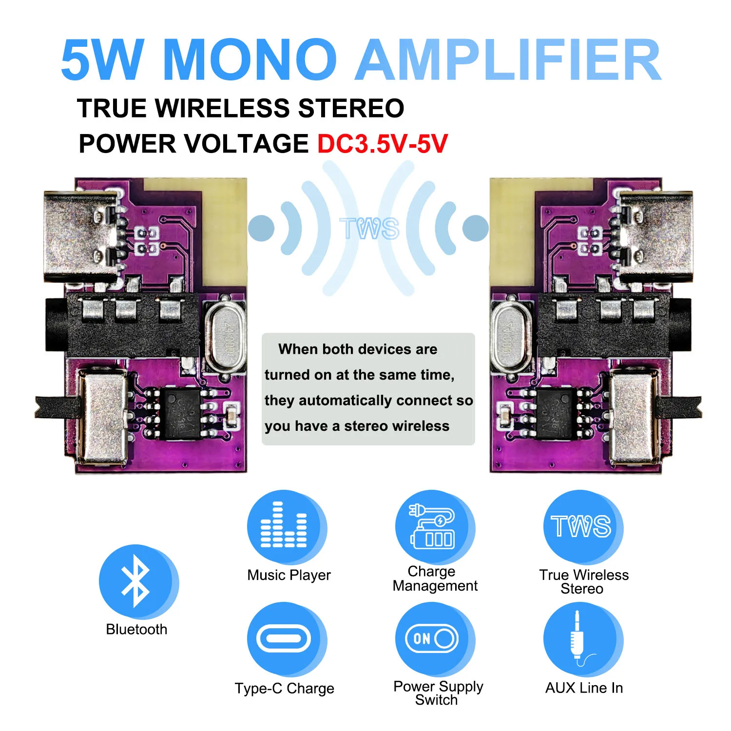 DC 3,5 V-5 V 5 W Bluetooth 5,4 Mono Verstärker Decoder Board – Bild 5