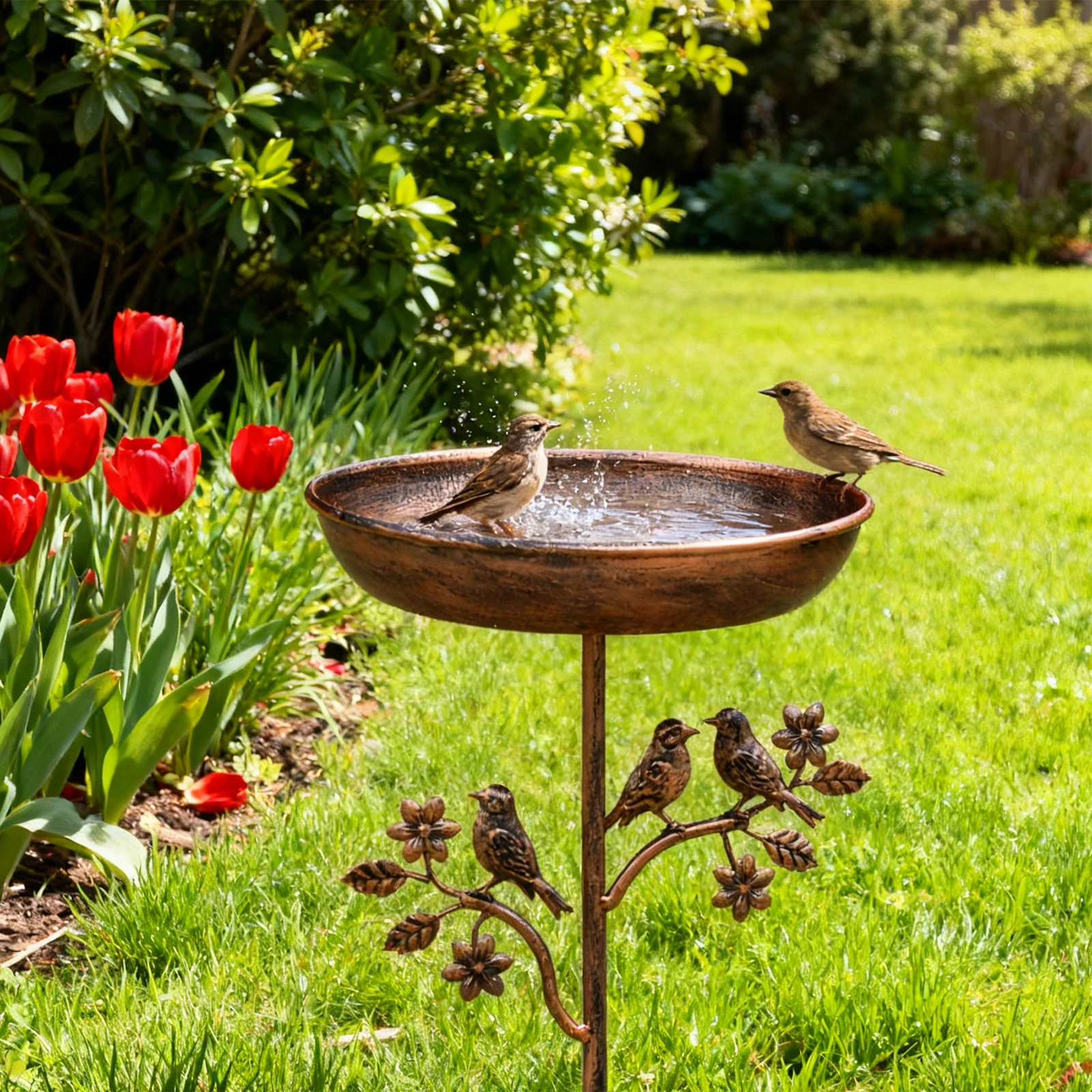 Garten-Vogelbad, robustes Eisen-Vogelbad für den