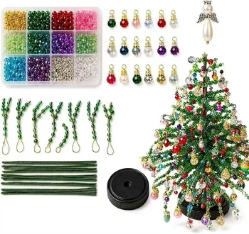 DIY Weihnachtsbaum-Perlen-Set, Perlen-Weihnachtsbaum-Bastelset, Heimdekoration für Schreibtisch, Zimmer
