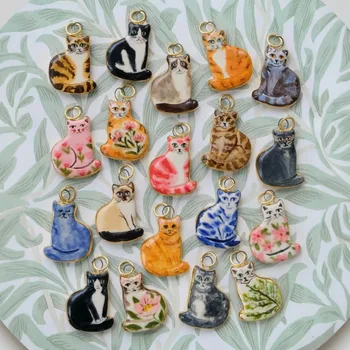 Modische Cartoon-Tier-Accessoires DIY-Halskette für Frauen und Mädchen Bemalter Haustier-Katzen-Anhänger