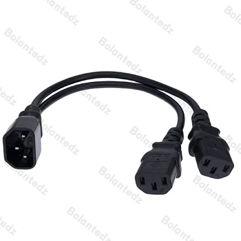 30 cm Strom-Y-Splitter-Adapterkabel, einzelnes IEC 320-C14-Stecker auf Dual-C13-Buchse, kurzes Kabel
