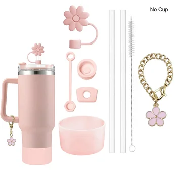 Zubehör-Set, 3 auslaufsichere Stopper, Blumen, Strohhalm-Abdeckung, Stiefel, 2 Stroh und Bürste (9 Stück)