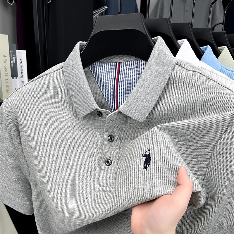 Kurzarm-Poloshirt für Herren aus 100 % reiner Baumwolle – Bild 2
