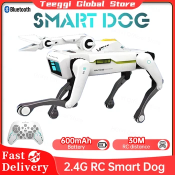 Teeggi Elektrischer RC Intelligenter Roboterhund mit Clip Multifunktions-RC Mechanischer Hund Lernspielzeug