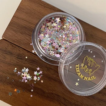 1 Box Glitzer-Stern-Nagelpailletten 3D Charmante Gemischte Farben Bonbonfarbene Nagelflocken Fünfzackiger