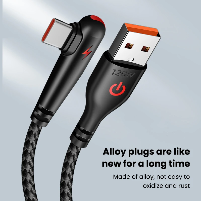 USB-C Kabel 120 W mit 90-Grad-Winkelstecker, Schnellladen – Bild 3