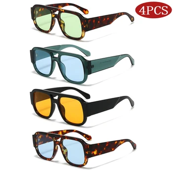 Schutzbrille 1/4 Sets Große Rahmen Doppel Brücken Quadrat Sonnenbrille Frauen Candy Farbe Männer Brillen