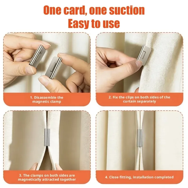 Starke magnetische Vorhangklammern, nagelfreie – Bild 4