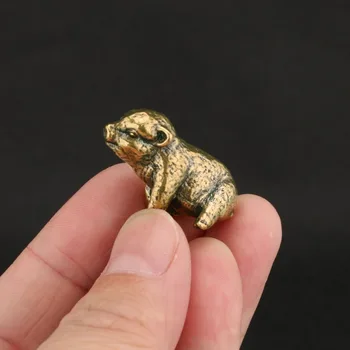 Antike Kupfer Glück Schwein Ornamente Retro Messing Tier Miniaturen Figuren Hause Schreibtisch Dekoration