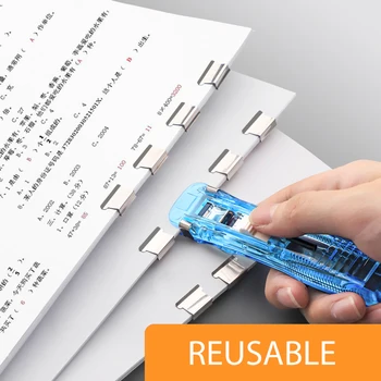 Mini Traceless Wiederverwendbare Hand Klemme Push Hefter Papier Buch Datei Büro Schule Student Binder Bindung