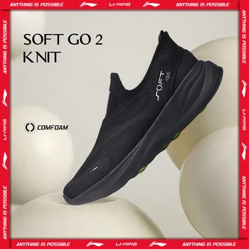 Li-Ning SOFT GO 2 KNIT Slip-on-Freizeitschuhe für Herren, gepolstert, bequem, stabil, LiNing Mesh, Jogging