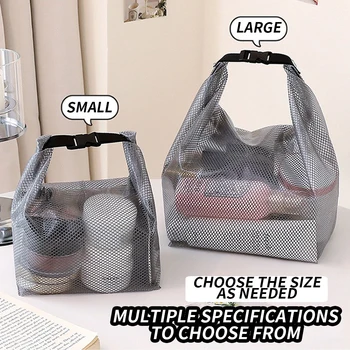 Wasserdichte Netz-Kulturtasche, Kosmetik-Organizer mit Kordelzug und Schnellverschluss, transparente Tasche