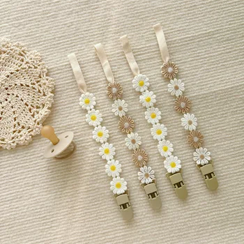 Kleine Gänseblümchen Baby Schnuller Clips Schnuller Kette Nippel Halterung Halter für Brustwarzen Kleinkind