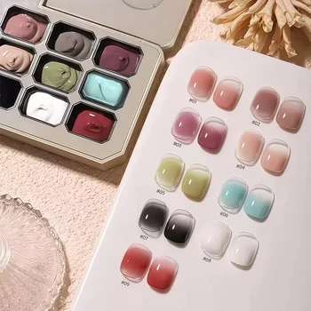 9-Farben Solid Gradient Hochpigmentierter Blush Nagellack, French Manicure Gel, Geeignet für Nageltechniker