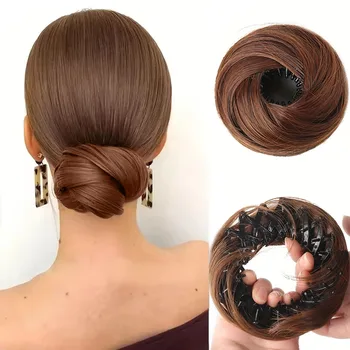Synthetische Haarknoten Mit Kreis Elastische Clips Gerade Donut Hochsteckfrisur Haar Perücke Vogelnest Geformt