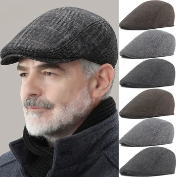 Mode Berets Männer Herbst Winter Wolle Hut Fischgräten Flache Kappe Klassische Künstler Maler Hut Männliche