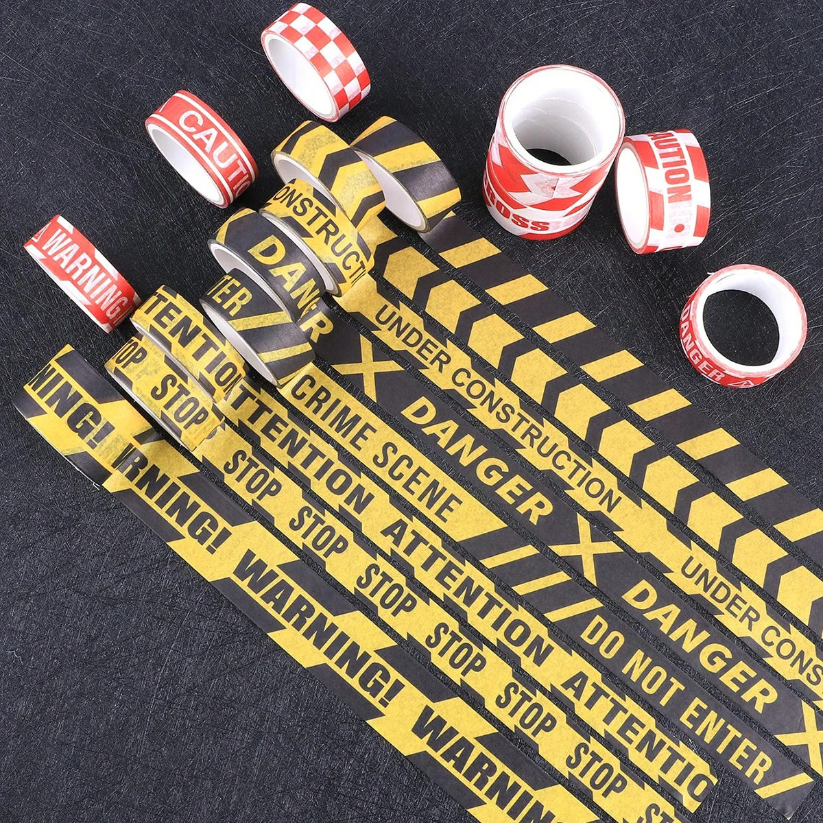 16 Rollen Vorsicht-Warn-Washi-Tape mit Sicherheitsmuster – Bild 4