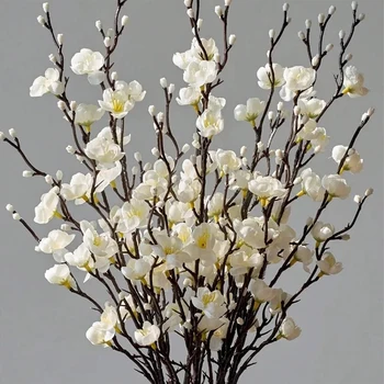 Künstliche Pflaumenblüte 21,7'' Fake Wintersweet Kunststoffblumen mit langem Stiel für Zuhause, Hotel, Büro