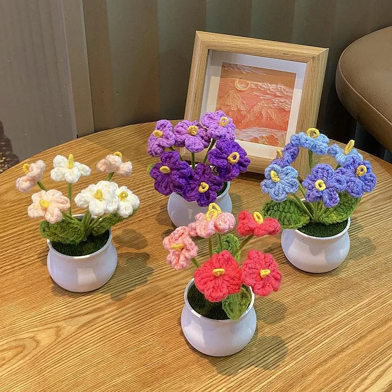1/2/4 Stücke DIY Handgewebte Mini Topfblume Rose Büro Desktop – Bild 5