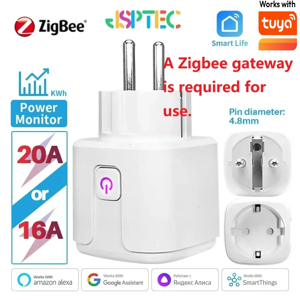 ZigBee-Steckdose 20 A mit Strommessung, Alexa/Google
