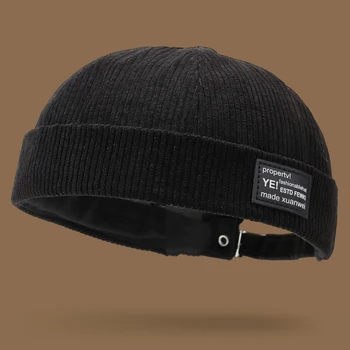 Herbst- und Winter-Freizeithut aus Cord ohne Krempe, personalisierte Yuppie-Mütze, gestreifte Samtmütze aus