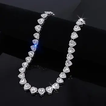 Langlebige herzförmige Strass Halskette Legierung 20/45 cm Kettenarmband Mode Glänzendes Herz Rock Party