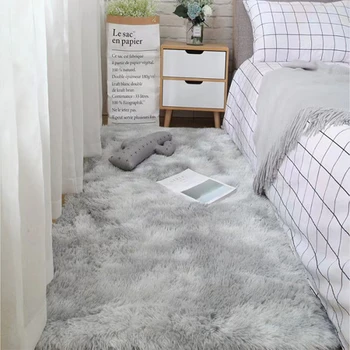 Weiche Teppiche, Schlafzimmerteppich, flauschig, rutschfest, mit Batikfärbung, flauschiger Shag-Plüsch