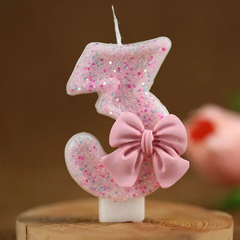 Neue Zahlen-Kuchenkerze Rosa Glitzer Geburtstagskerze 0 1 2 3 – Bild 4