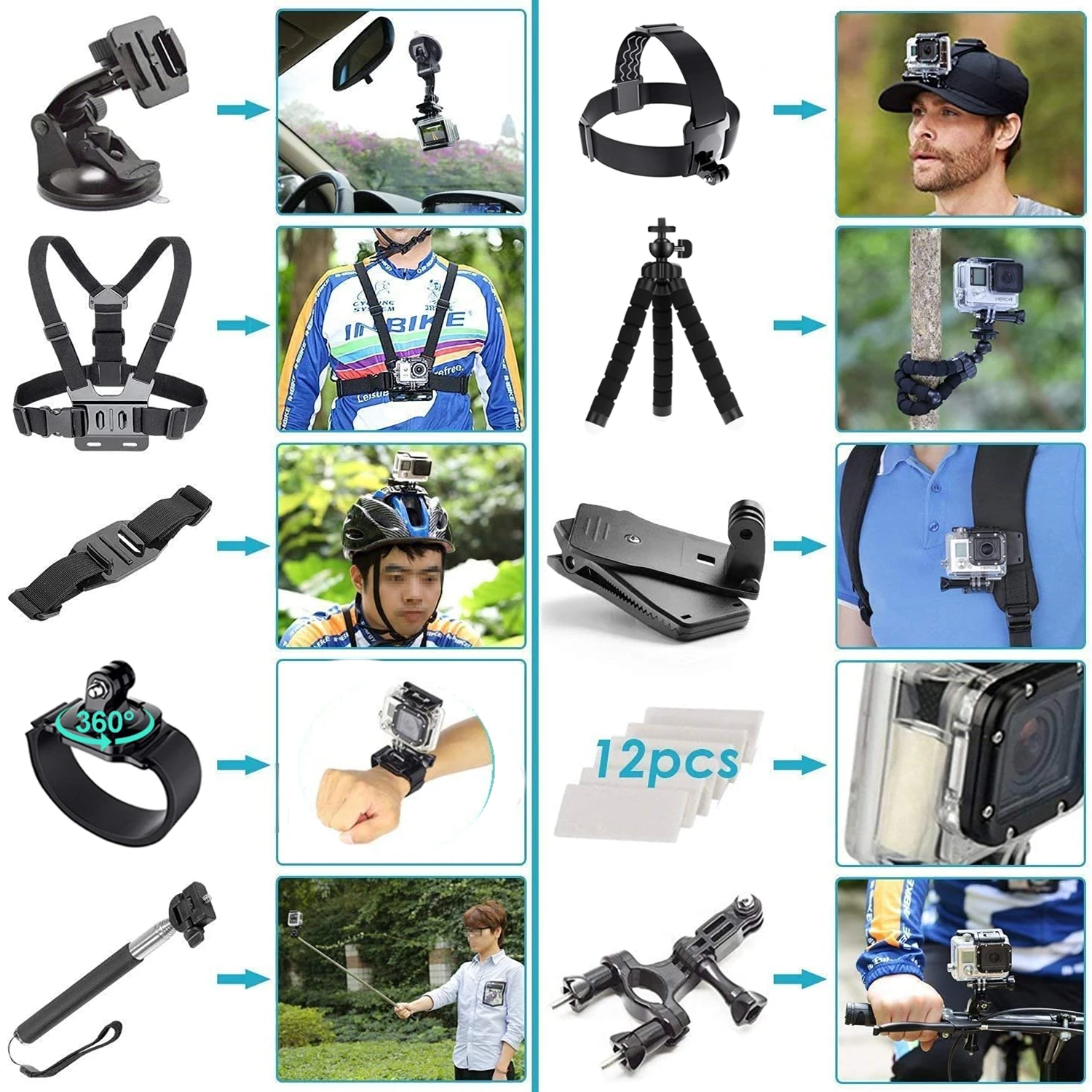 Action Kamera Zubehör Set Für Gopro Hero 13 12 11 10 Für – Bild 4