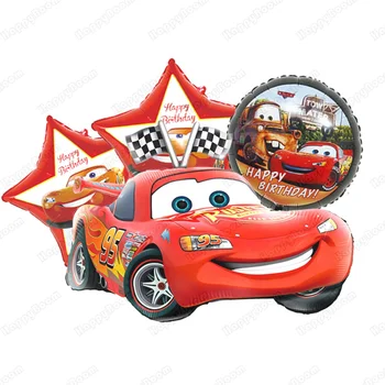 Cartoon-Blitz-Auto-Thema Folienballons Set Nummer 1-9 Ballon Cartoon-Auto Happy Birthday Party Dekoration