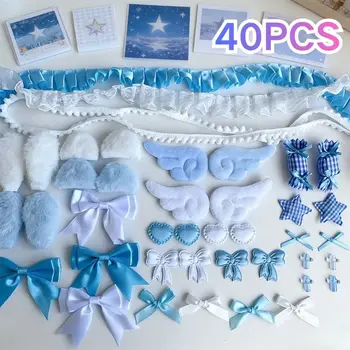 Cartoon-Kartenhüllen-Dekoration Geschenk DIY Plüschohren Handgemachtes Zubehör DIY Rosa Blaue (40 Stück)