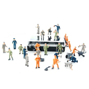 Miniaturfiguren im Maßstab 1:87, Modelleisenbahnarbeiter, Miniaturfiguren, architektonischer Zug (25 Stück)