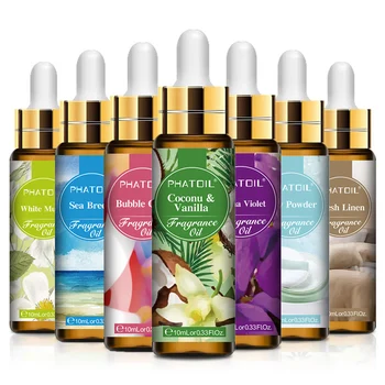 PHATOIL 10ml Fruchtduftöl Erdbeere, Pfirsich, Engel, Meeresbrise, Kokosnuss & Vanille, Bubble Gum