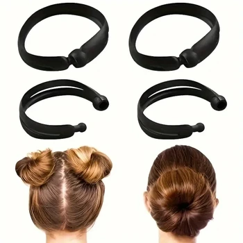 Magic Twist Donut Bun Clip DIY Pferdeschwanz Haar Styling Werkzeuge Schwarz Pilz Kopf Haarspule (4 Stück)