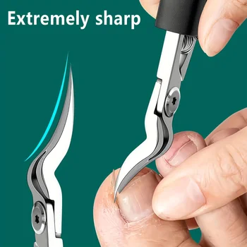 Professioneller, robuster Zehennagelknipser aus Stahl mit gezahnter Klinge - für dicke und eingewachsene