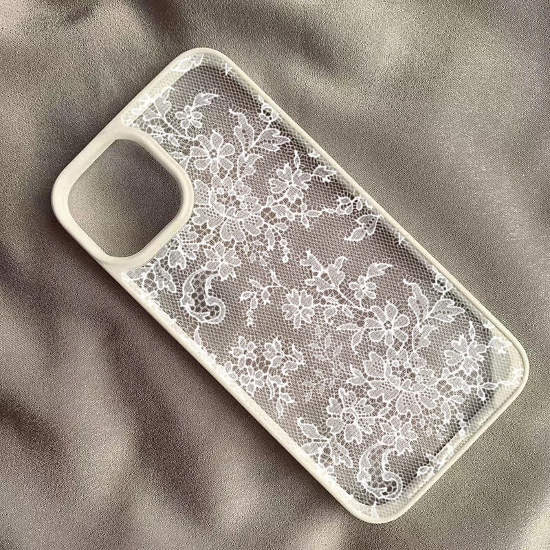 Vintage Weiße Spitze Blumenmuster Handyhülle für iPhone 17 16 – Bild 2