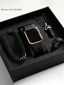 Quadratisches LED-Uhren- und Schmuckset für Herren, Geburtstagsgeschenk, keine Smartwatch-Box nicht