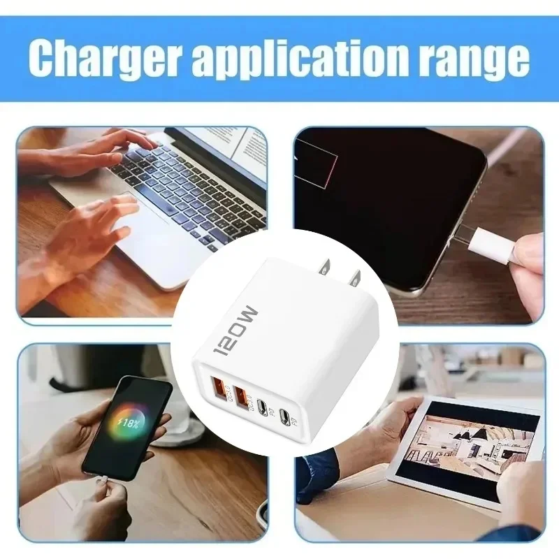 USB-C Ladegerät 120 W mit 4 Ports, PD und QC 3.0, Reise – Bild 6