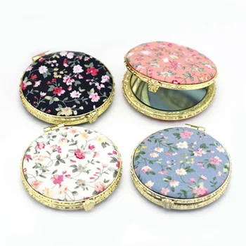 Taschen-Blumenspiegel, Mini-Make-up, kompakt, tragbar, zweiseitig klappbar, Make-up-Spiegel für Damen