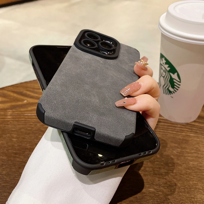 Luxuriöse matte weiche Leder-Handyhülle für iPhone 17 16 15 – Bild 5