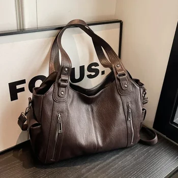Weiche Schultertaschen mit Innenfach, 2086, Taschen in Kontrastfarben für Damen, modische Damenhandtaschen
