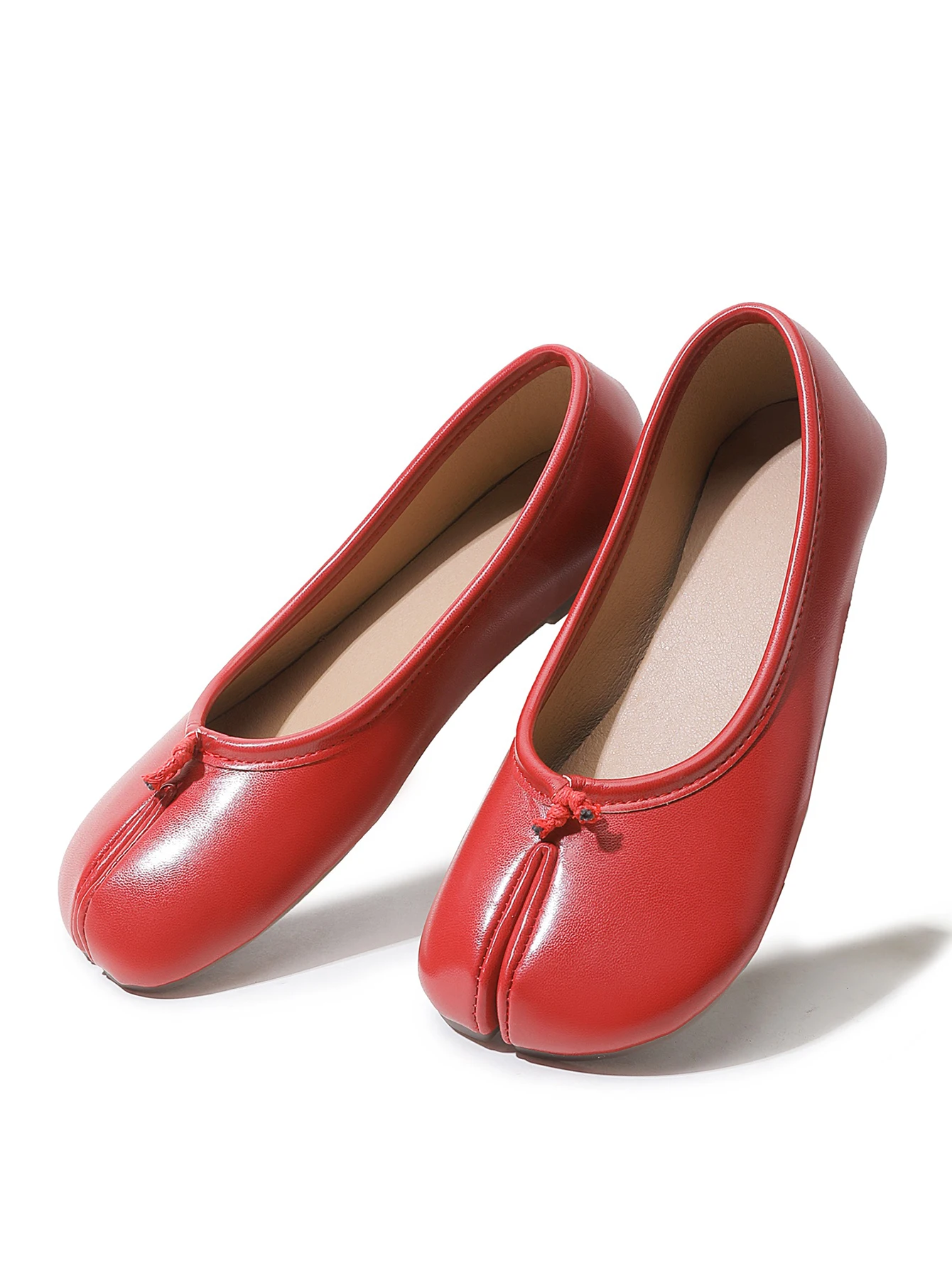 Damen Split Toe Ballerinas Weiche PU Leder Loafer Bequeme – Bild 6