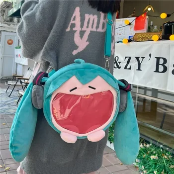 Hatsune Miku Umhängetasche, Rucksack, niedlicher Anime-Plüsch-Cartoon-Kawaii-Rucksack, Studententasche, Paket