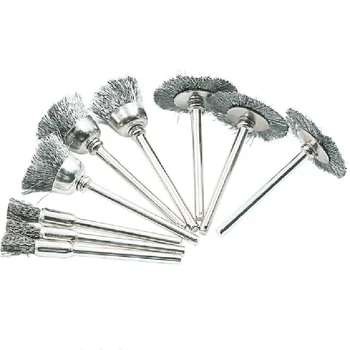 Mini-Stahlbürsten-Set für Bohrmaschinen, Rotationswerkzeug, Reinigungsbürste, Metallrost-Entferner (9 Stück)