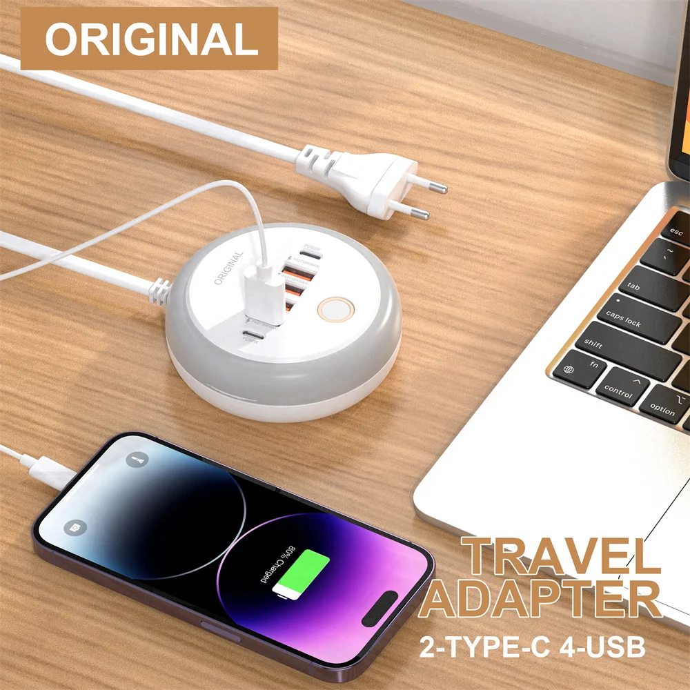 USB-Ladegerät 50 W mit mehreren Ports, Reise-Steckdosenleiste – Bild 4