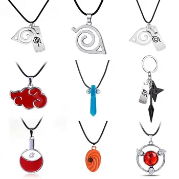 Hot Anime Konoha Halskette Akatsuki Red Cloud Anhänger Uzumaki Anime Zubehör Schlüsselbund Cosplay Akatsuki