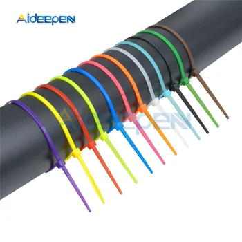 2,5*100mm 12 Farben Kunststoff Rutschfeste Kabelbinder Set 100mm Selbstsichernde Nylon Langlebige (100 Stück)