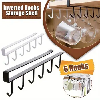 Küche Regal Lagerung Kleidung Hängen Organizer Tasse Halter Glas Becher Halter 6 Haken Lagerung Rack