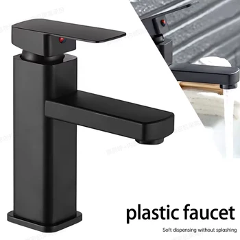 ABS Bad Wasserhahn Hot&Cold Mischbatterie Deck montiert Badezimmer Waschbecken Wasserhähne schwarz quadratisch