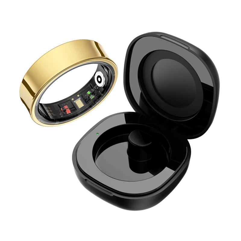 R09 Smart Ring Männer Frauen mit Ladehülle, Herzfrequenz